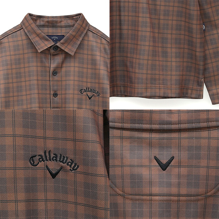 Callaway（キャロウェイ） ゴルフ 長袖 ポロシャツ チェックプリント裏