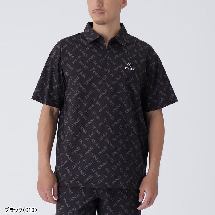 PING（ピン） ゴルフ 半袖 ハーフジップシャツ ドットメッシュ メンズ