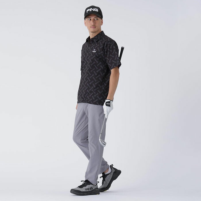 PING（ピン） ゴルフ 半袖 ハーフジップシャツ ドットメッシュ メンズ