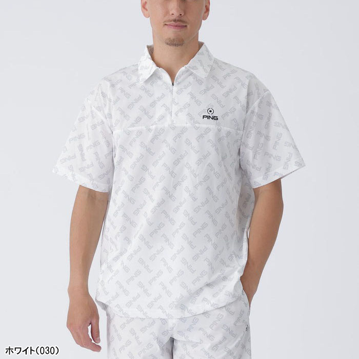 PING（ピン） ゴルフ 半袖 ハーフジップシャツ ドットメッシュ メンズ