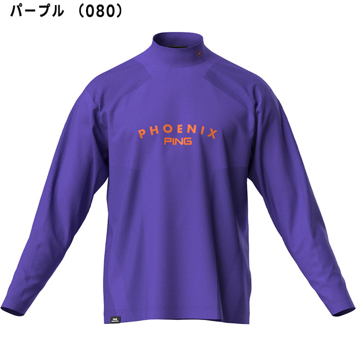 長袖ハイネックシャツ【L寸】パープル　ピンゴルフ 　621-5266801 PING（ピン） ゴルフ メッシュジャカード ハイネック シャツ 621