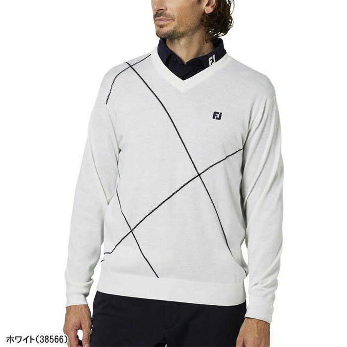FootJoy（フットジョイ） 長袖 Vネック セーター クロップドアーガイル