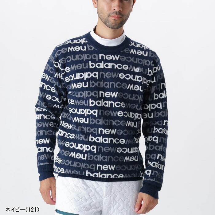 美品 New Balance GOLF BSTN 総柄ニット ネイビー New Balance Golf（ニューバランスゴルフ） ニューバランス ゴルフ