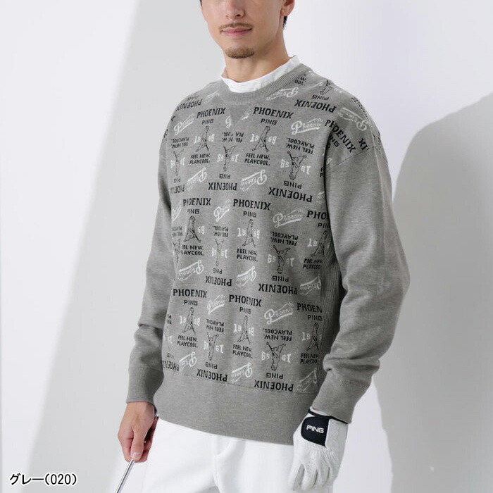 PING（ピン） ゴルフ 長袖 ジャカードクルーネック ニット プル