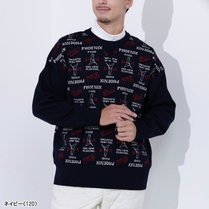 PING（ピン） ゴルフ 長袖 ジャカードクルーネック ニット プル