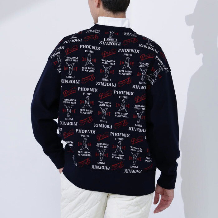 ピン ゴルフ 長袖 ジャカードクルーネック ニット プルオーバー セーター メンズ NATIVE 621-5270002 ゴルフウェア トップス アパレル PING GOLF 2025年秋冬モデル 秋冬ウェア PING（ピン） ゴルフ 長袖 ジャカードクルーネック ニット プル