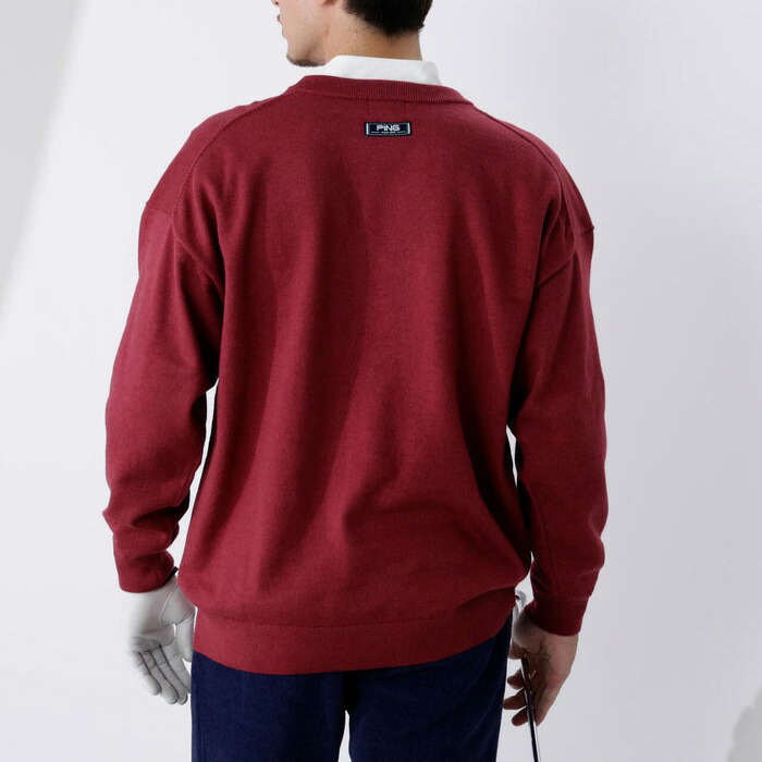 アニューゴルフメンズロゴインター プリント 長袖 ラウンドネック