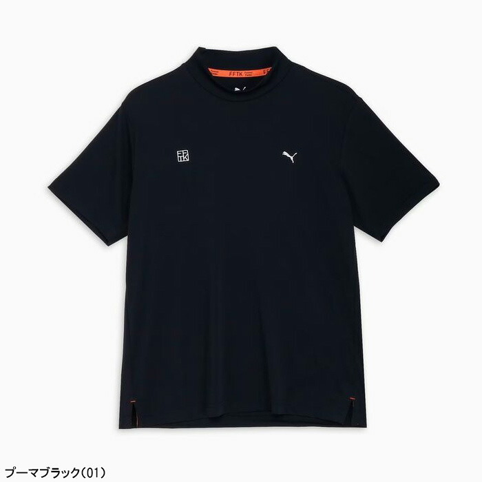【新品・定価1.7万超】プーマゴルフ × FFTK 限定コラボ シャツ 黒 XL PUMA（プーマ） ゴルフ PUMA×FFTK ビッグラベル 半袖 モックネック