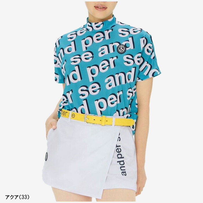 and per se（アンパスィ） レディース 半袖 モックネックシャツ