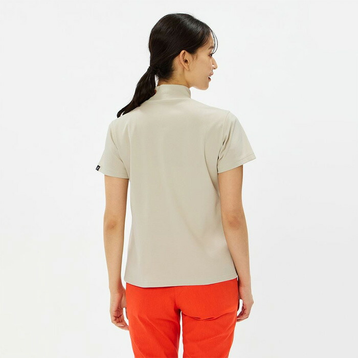 【アンパスィ】ゴルフ ジップアップ ニット襟 半袖Tシャツ 内側メッシュ M 白 アンパスィ】ゴルフ ジップアップ ニット襟 半袖Tシャツ 内側メッシュ