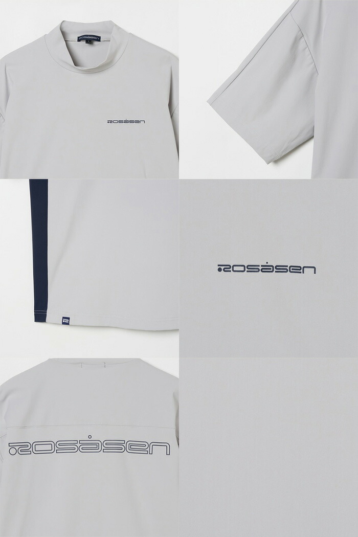 Rosasen（ロサーセン） 半袖 モックネックシャツ 超撥水バックロゴ
