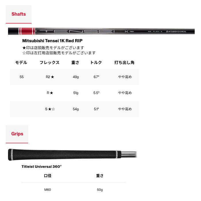 Titleist（タイトリスト） GTS2 ドライバー Tensei 1K Red 55 RIP