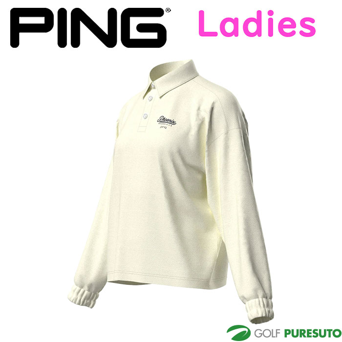 PING レディース ゴルフウェア プルオーバー 白 S PING（ピン） レディース ゴルフ ストレッチ 布帛 長袖 プルオーバー
