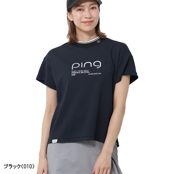 PING（ピン） レディース ゴルフ 半袖 変形カノコ半袖ハイネック