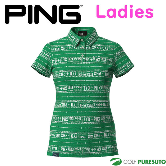 PING（ピン） レディース ゴルフ チケット柄 ジャガード 半袖
