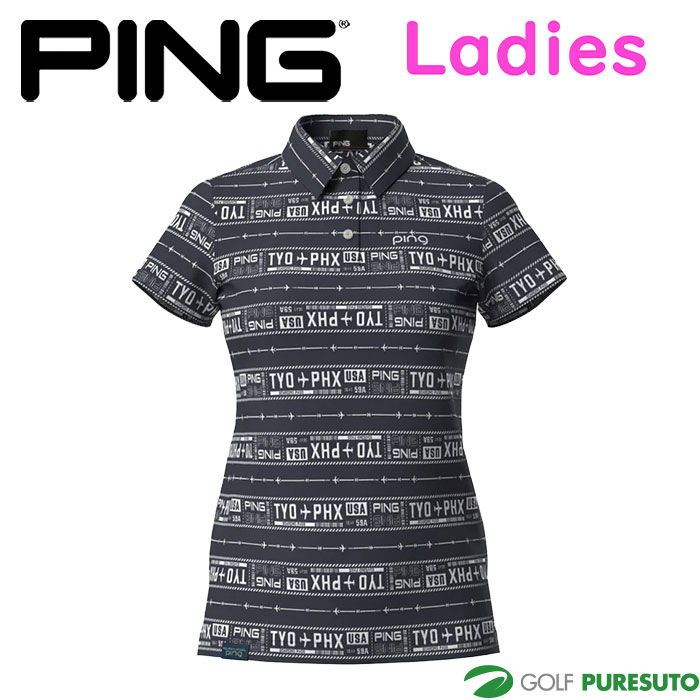 PING（ピン） レディース ゴルフ チケット柄 ジャガード 半袖