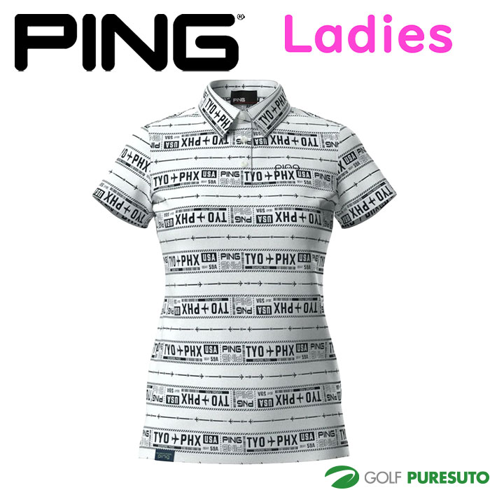 PING（ピン） レディース ゴルフ チケット柄 ジャガード 半袖