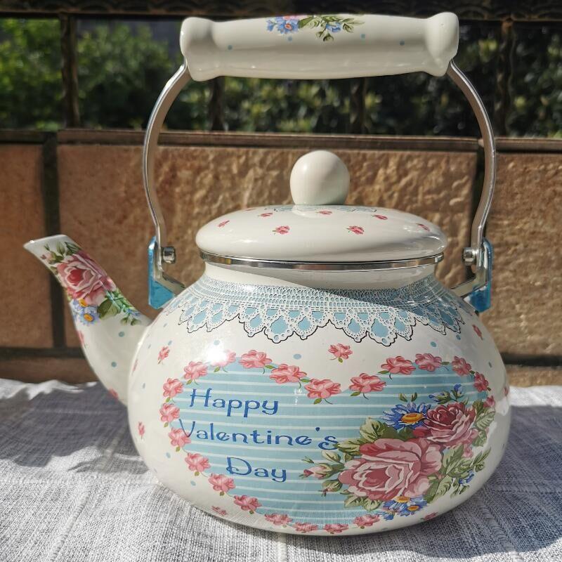 やかん ホーローやかん 2.5L 大容量 ケトル 琺瑯 花柄 バラ 湯沸かし