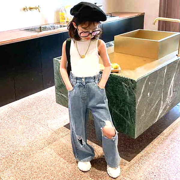SHISKY 子供服 キッズ ロングパンツ ハードクラッシュ ワイド
