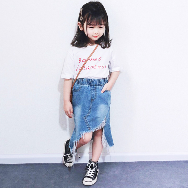 子供服 キッズ スカート クラッシュ加工 デニムスカート 女の子