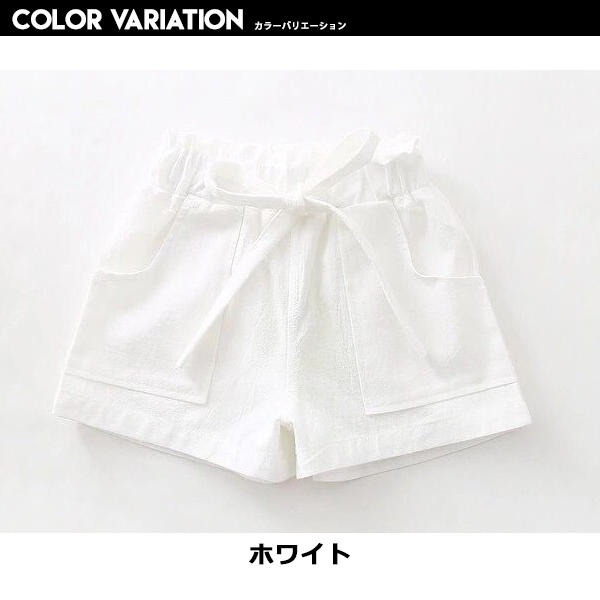 SHISKY 子供服 キッズ ハーフパンツ リボン付き リネンショートパンツ 