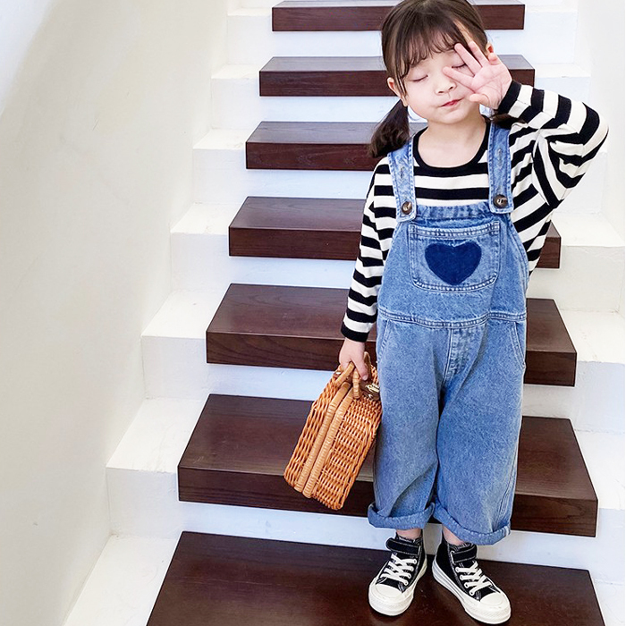 SHISKY キッズ ロングパンツ ハートワッペン デニム