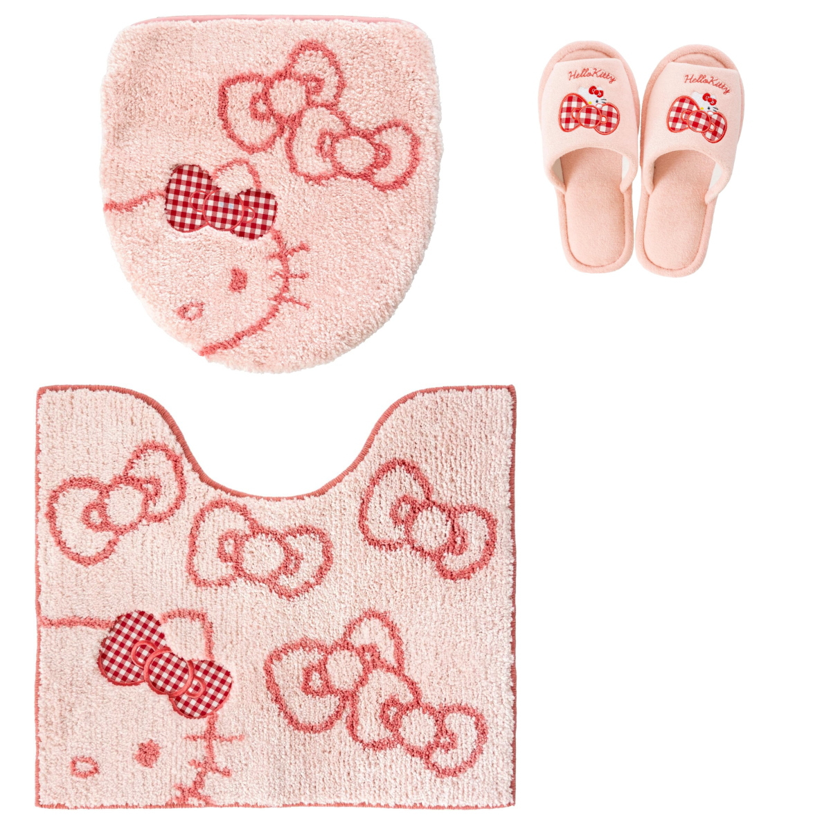 オカ サンリオ シュシュ トイレマット3点セット ハローキティ ピンク