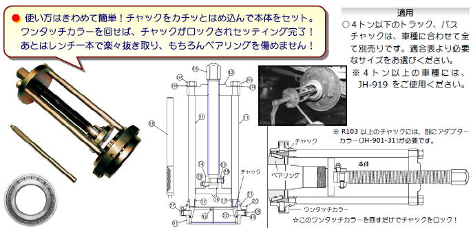 HASCO ハスコー JH-901 ベアリングインナーレースプーラー2t〜4t 直送