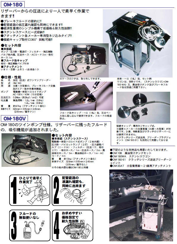 ハスコー ワンマンブリーダー 圧送式 吸引機能付 大型車用 OM-180V