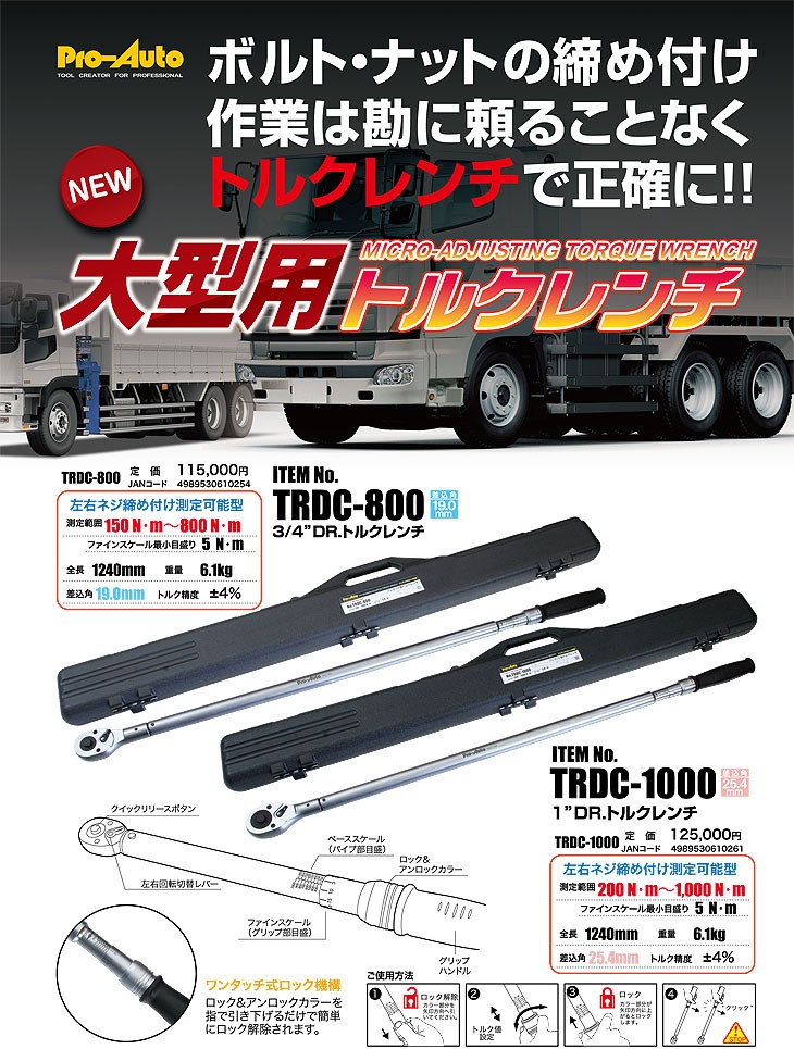 19.0sq 大型車用プリセット トルクレンチ バストラックのホイール用