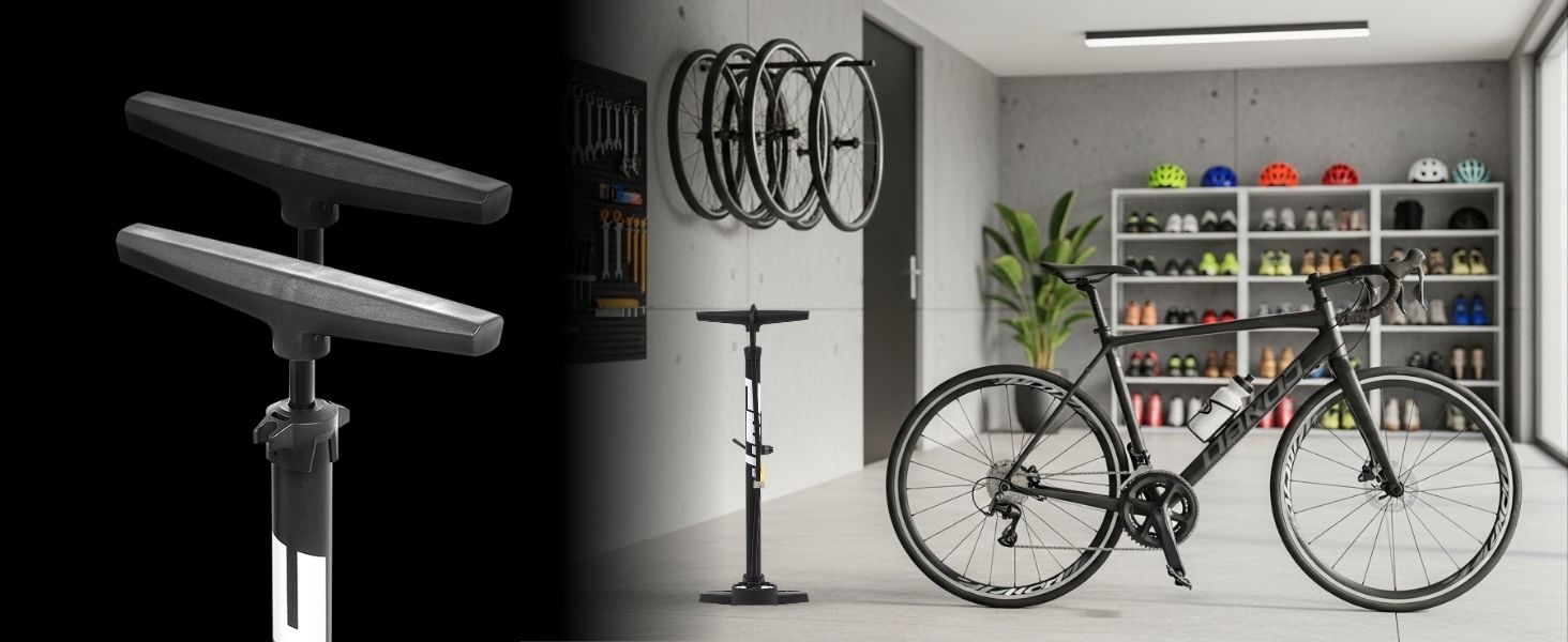PWT 自転車 空気入れ ゲージ付き フロアポンプ ワンタッチロック 全