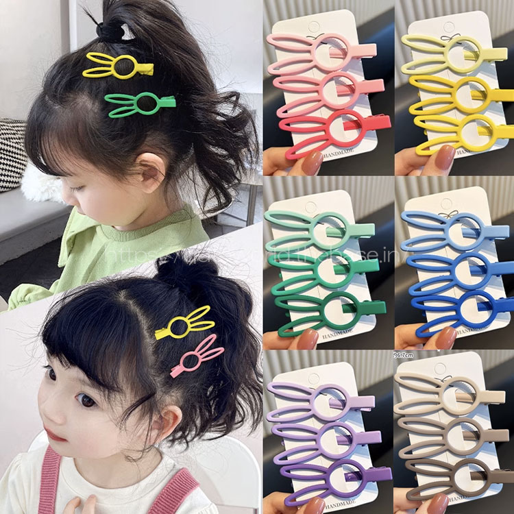 カラフル うさぎ 3点ヘアアクセサリー ヘアピン ヘアクリップ うさぎ
