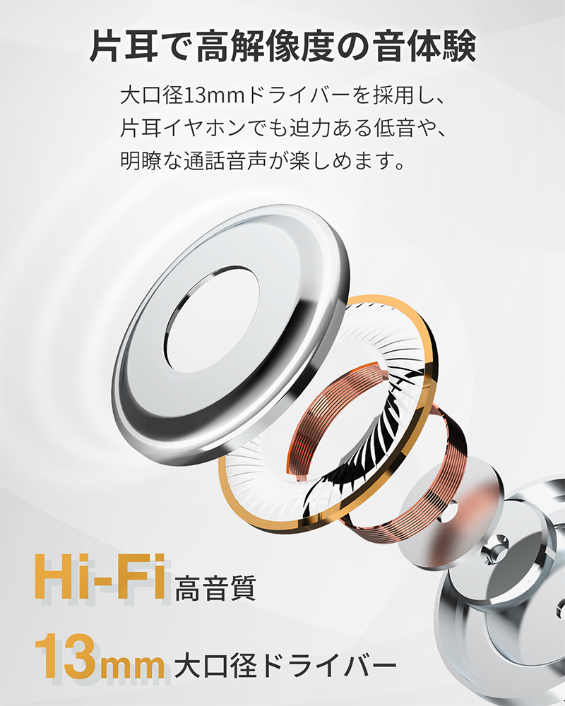 MiLink ワイヤレスイヤホン bluetooth iphone 左右兼用 マイク ENC