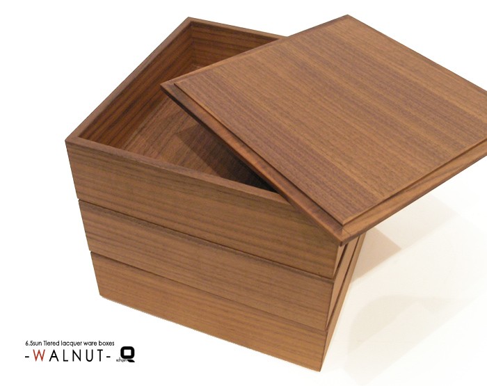 重箱 6.5寸ウォールナット三段重箱 内防水 /仕切り三種+小鉢付 : 漆器