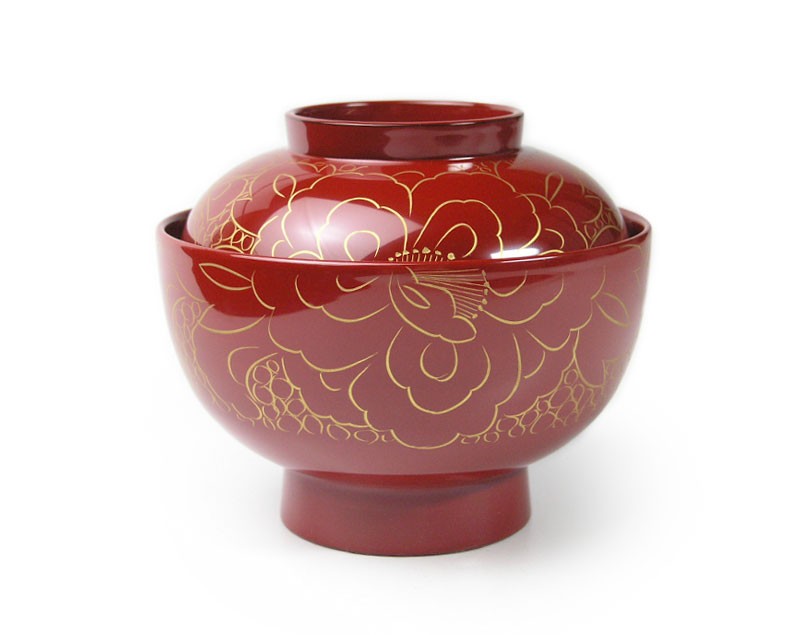 雑煮椀 金牡丹彫 朱 : 漆器久太郎 - 通販 - Yahoo!ショッピング
