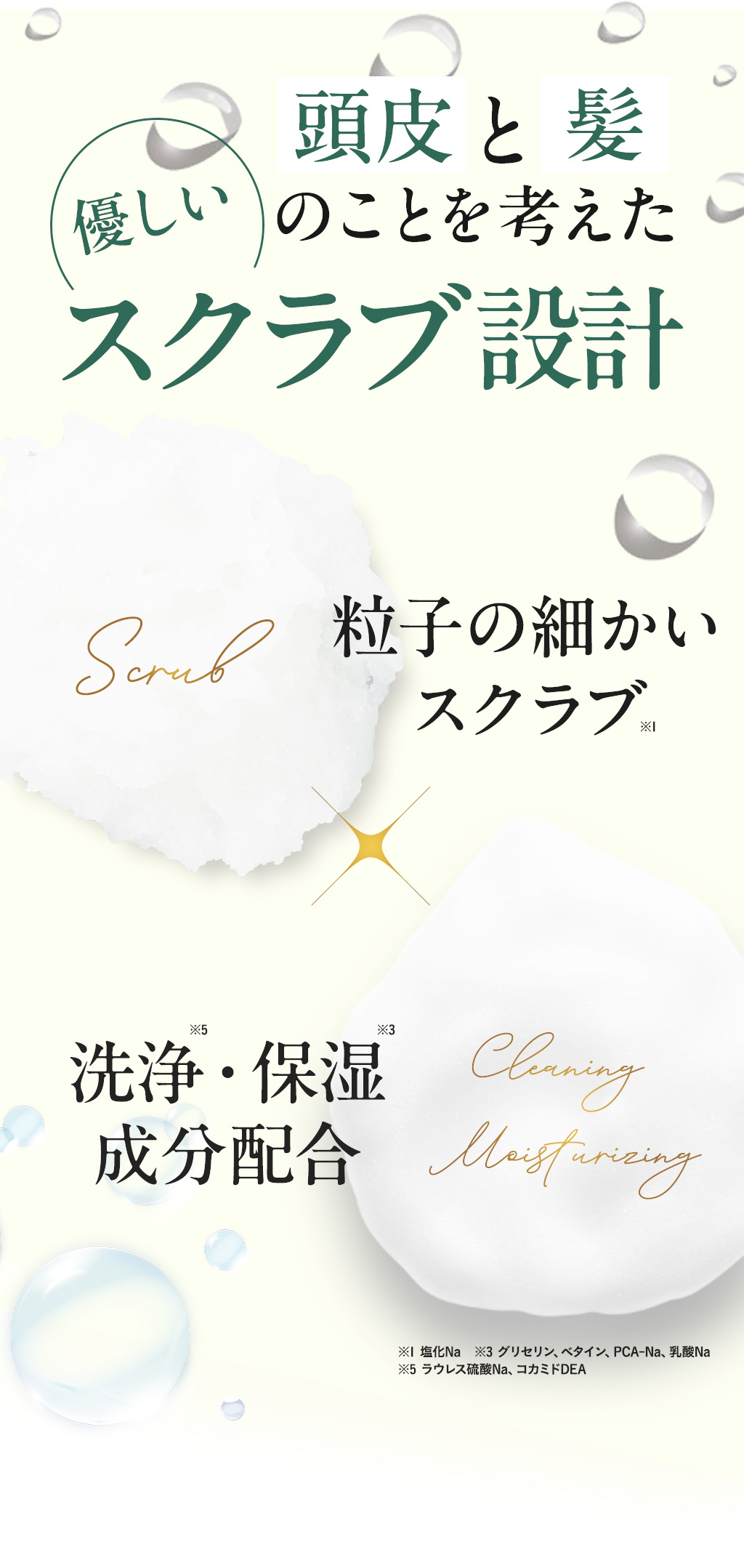 頭皮と髪のことを考えた優しいスクラブ設計