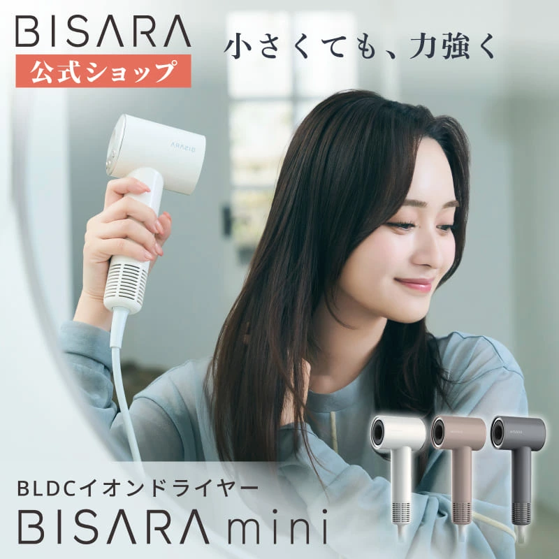 BISARA（ビサラ） 公式 ミニ ドライヤー 小型 超速乾 静音 大風量 BLDC