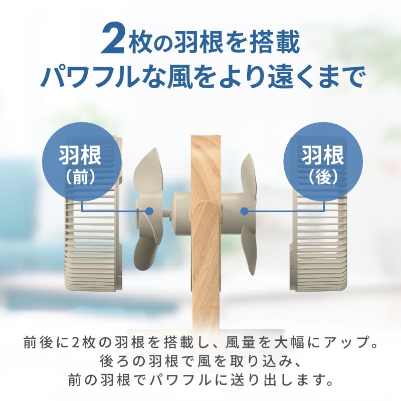 QUADS（クワッズ） 公式 前後2枚羽根 パワフル DCサーキュレーター 38