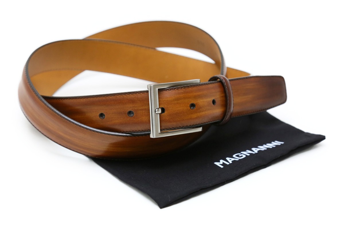 〈美品〉MAGNANNI マグナーニ レザーベルト ダークブラウン マグナーニ / MAGNANNI 革小物 mgmb3002br レザーベルト