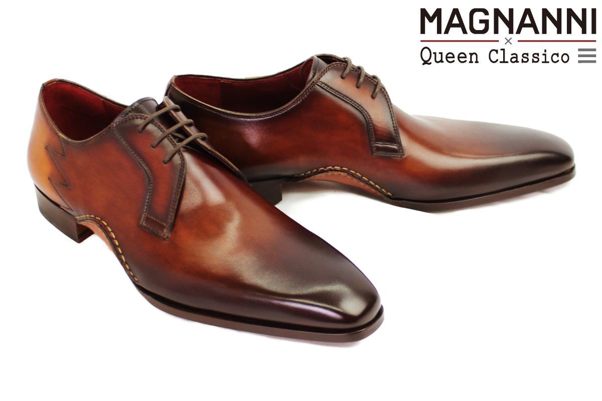 【美品】MAGNANNI　マグナーニ　内羽根　コンビ　プレーントゥ　ブラック MAGNANNI（マグナーニ） メンズ ドレスシューズ 25225cao 外羽根