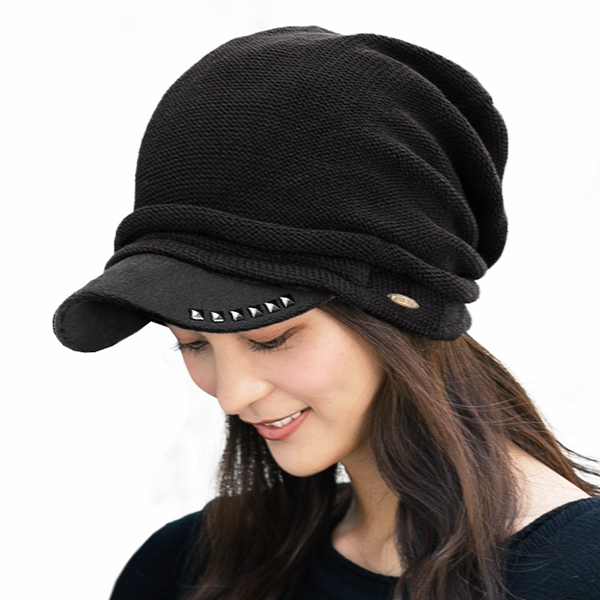 帽子 レディース ニット帽 小顔効果や防寒対策に 大きいサイズ ニット帽 アクセントニットキャスケット｜queenhead｜02