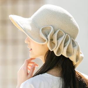 帽子 レディース UV サイズ調整可 ユーロジスタストローハット 大きいサイズ 麦わら帽子 つば広 ...