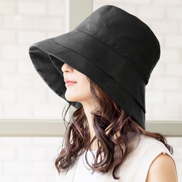 帽子 レディース UV 紫外線カット つば広 大きいサイズ 紐付き麻ポリ 