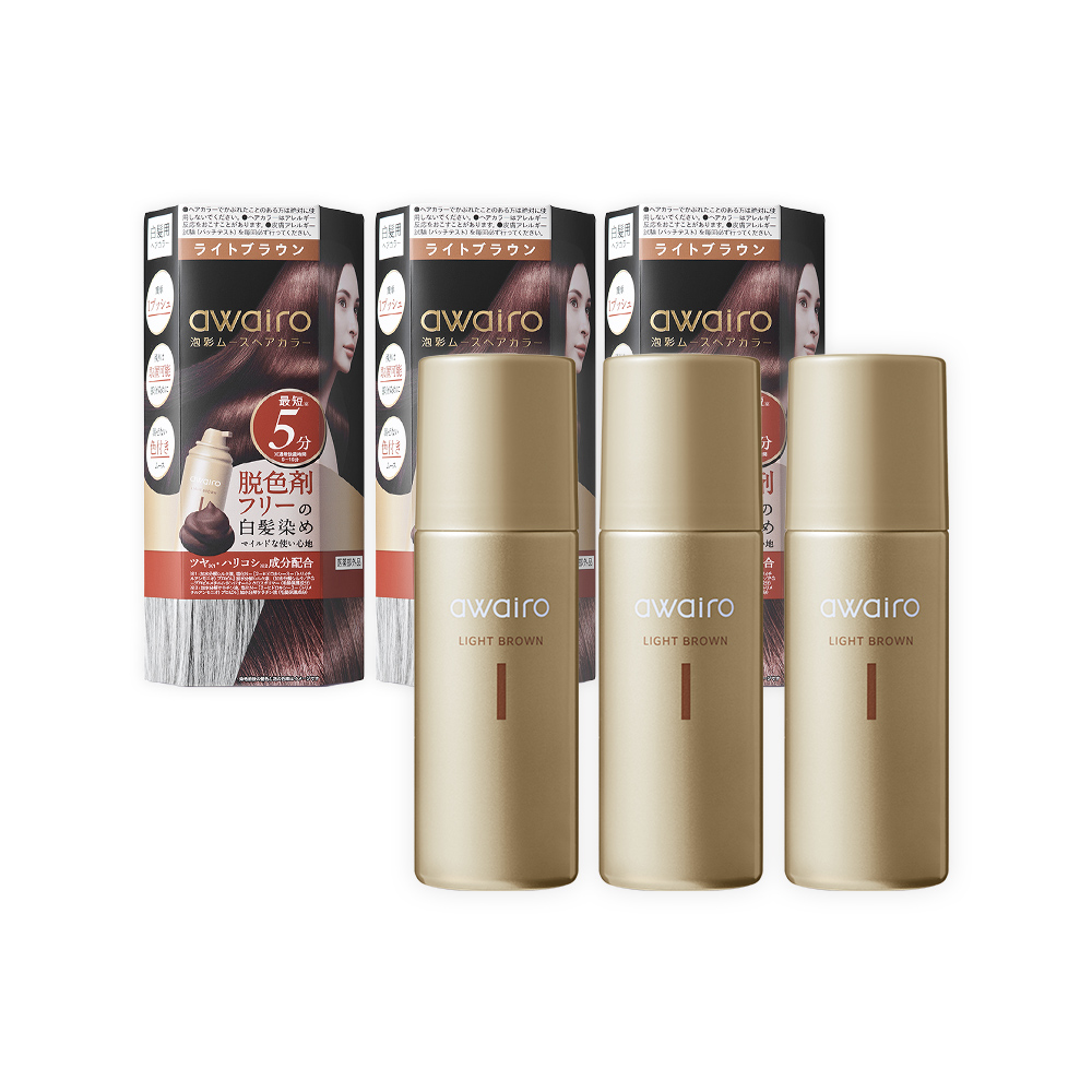 3本セット】アワイロawairo 泡彩ムースヘアカラー【ライトブラウン】