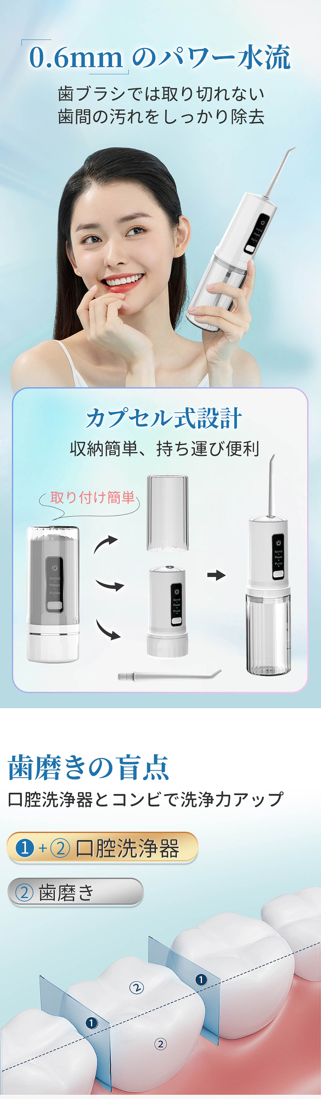 ジェットウォッシャー 口腔洗浄器 カプセル式 電動 口内洗浄機 230ML