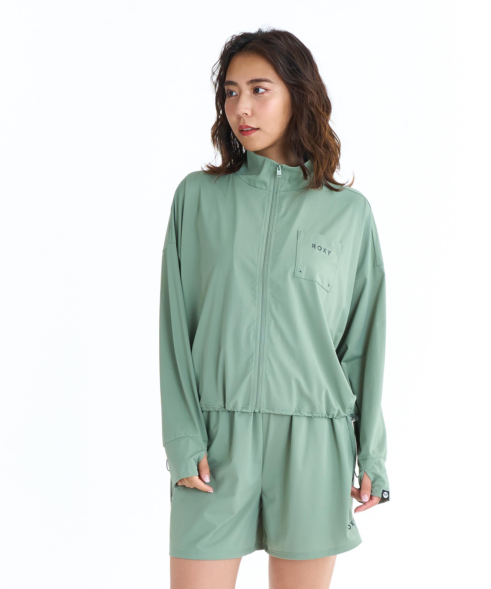 ラ*キ様 キューティーフラッシュ　着物袖ショートボレロ　緑 ROXY（ロキシー） （25日-30日はボーナスストア+5%）ROXY AUROLA STAND