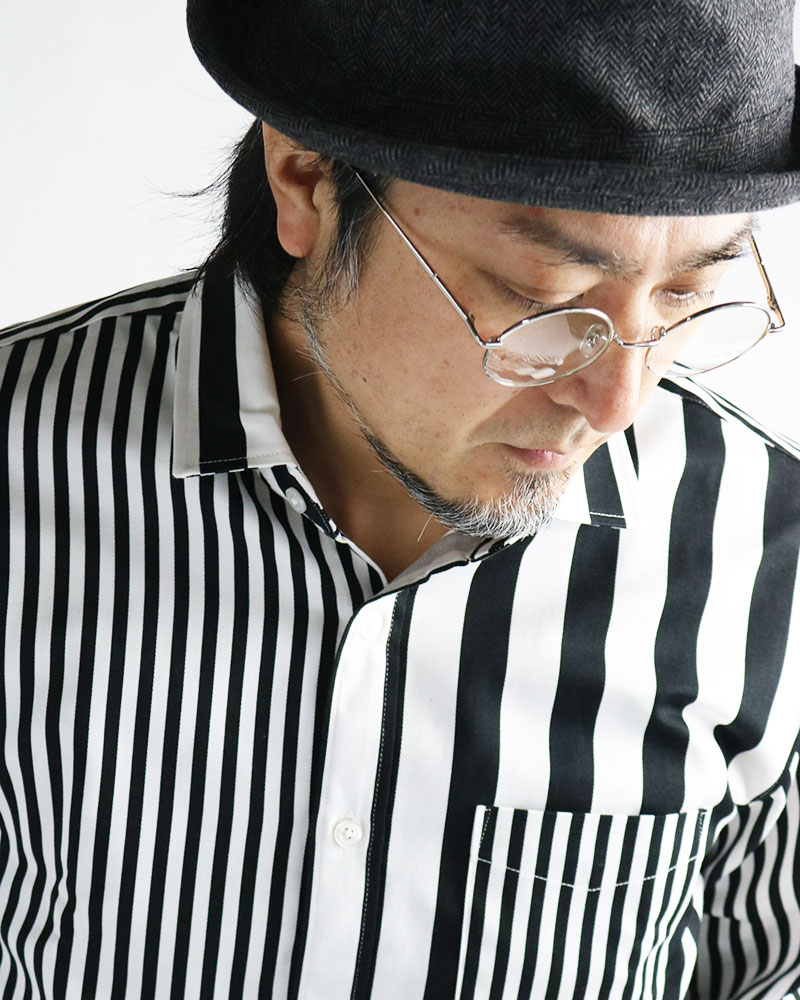 VINTAGE ヴィンテージ トップス XL ホワイト/ブラック メンズ vintage el（ヴィンテージイーエル） ストライプ 長袖シャツ メンズ