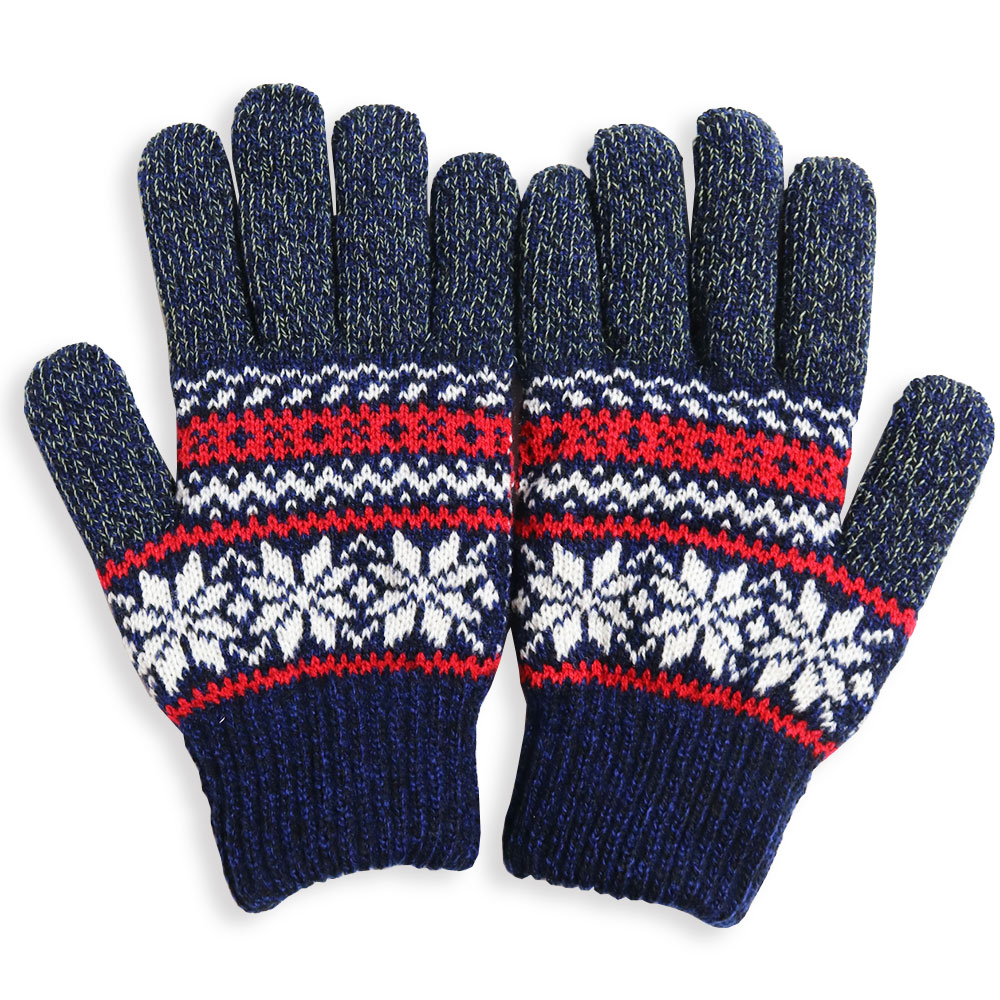 日本製 スマホ 対応 グローブ ノルディック柄 雪柄 手袋 ジャガード