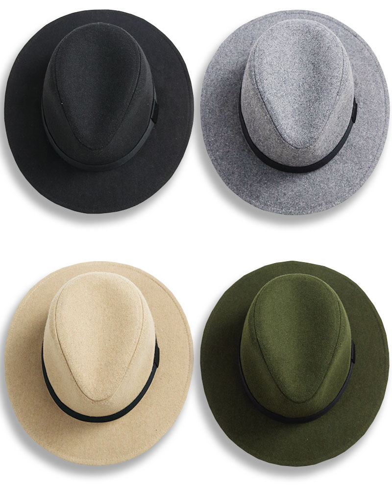 メルトン フェドラハット ツバ広 メンズ レディース ウール フェルト