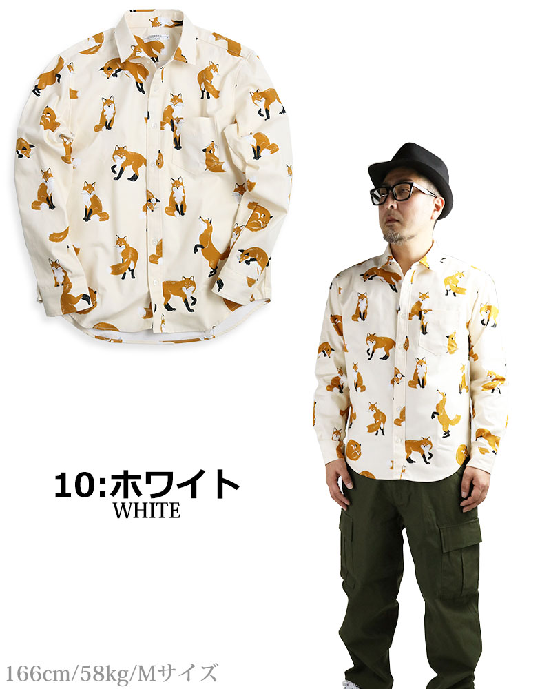 vintage el VINTAGE EL 長袖シャツ メンズ キツネ柄 きつね